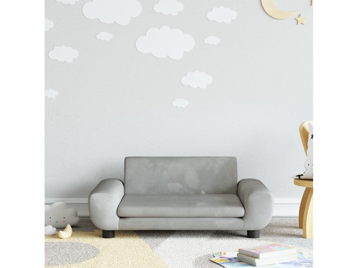 Sofá Para Niños | Sofá Infantil De Terciopelo Gris Claro 70x45x33 Cm Wsd779963
