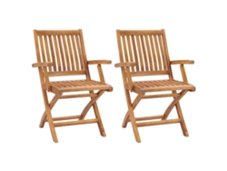 Sillas de jardín plegables de 2 piezas DKD Home Decor de madera maciza de teca