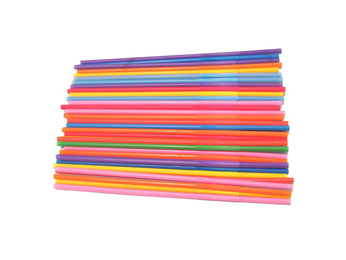 300 Canudos Macios Descartáveis Em Cores Para Sucos E Chá (cores Aleatórias)