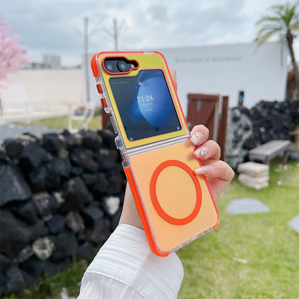 (galaxy Z Flip6, Naranja) Funda Magsafe A Prueba De Golpes Para Samsung, Evita La Decoloración.