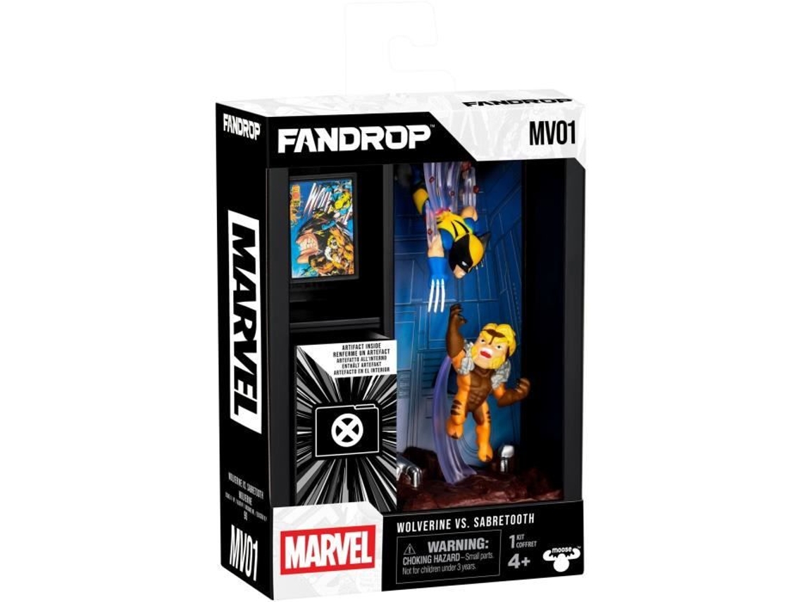 Presentación de figuras de Fandrop X Star Wars Wolverine vs. Dientes de Sable con minipóster de escena icónica de 18 cm