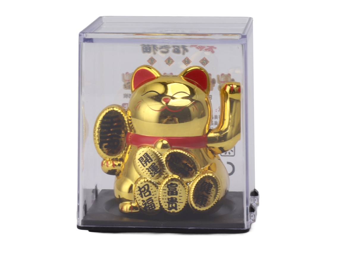 Baok-gato Lucky Solar Mini Gato Lindo con Movimiento de 2 Pulgadas para Decoración del Hogar y el Automóvil Dorado