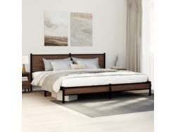 Estructura De Cama Sin Colchón Metal Roble Marrón 200x200 Cm