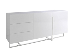 Aparador ANGEL CERDÁ 3051 (Blanco, Acero inoxidable cromado - 180 x 42 x 85 cm)