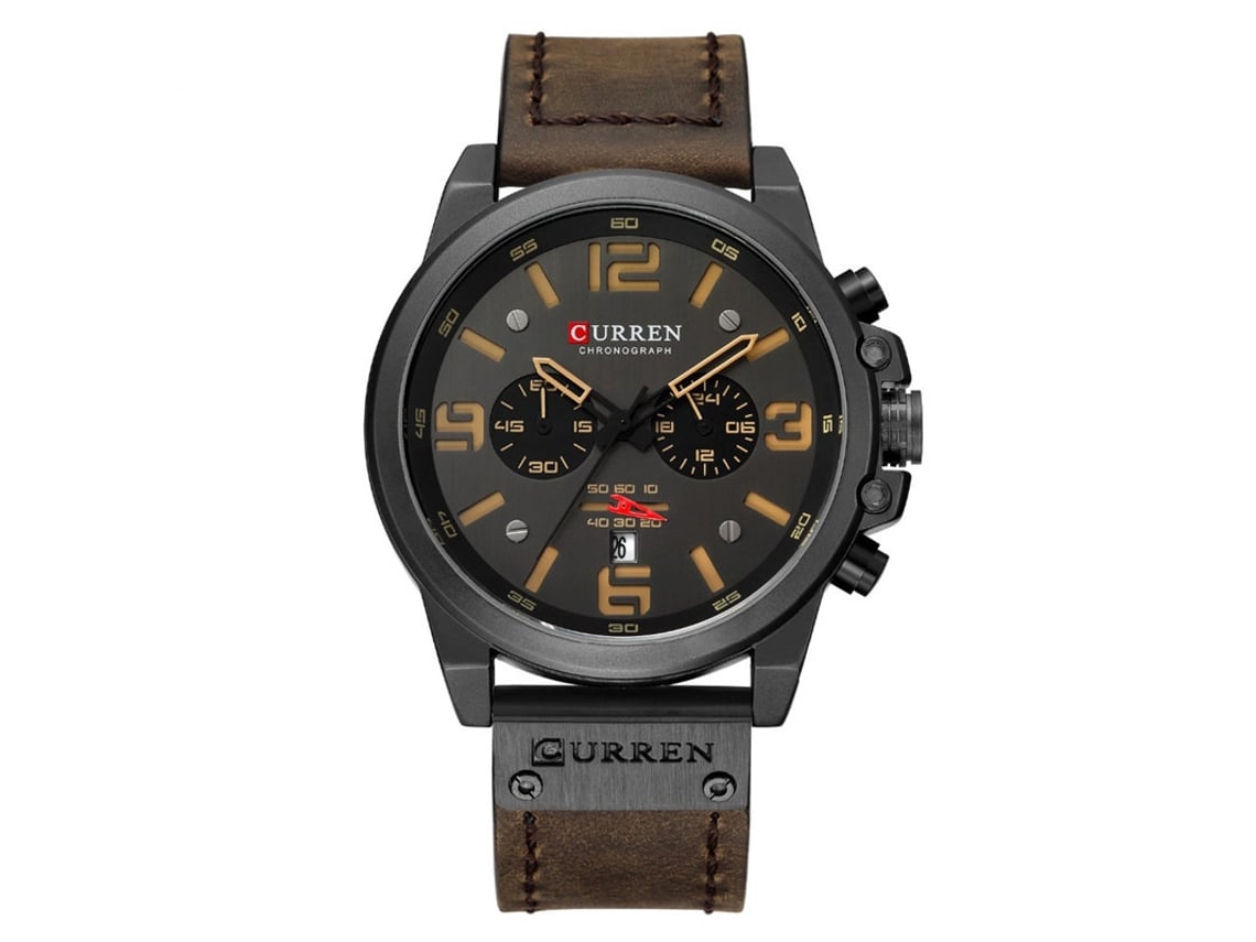 Reloj Multifuncional De Cuarzo Para Hombre Con Correa De Cuero, Elegante Reloj Deportivo Informal.