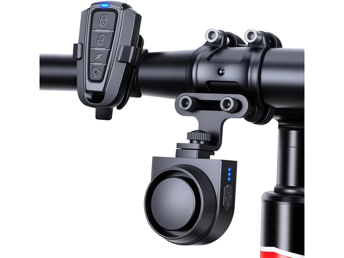 Bocina Inalámbrica Para Bicicleta Eléctrica De 115 Db Con Alarma Antirrobo, Alarma Para Bicicleta Con Bocina Y 5 Modos De Sonido (negra)