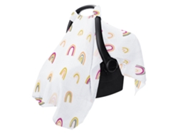 Funda de muselina transpirable Chrui para asiento de coche de bebé, ideal para verano, primavera, días calurosos y climas cálidos (arcoíris)