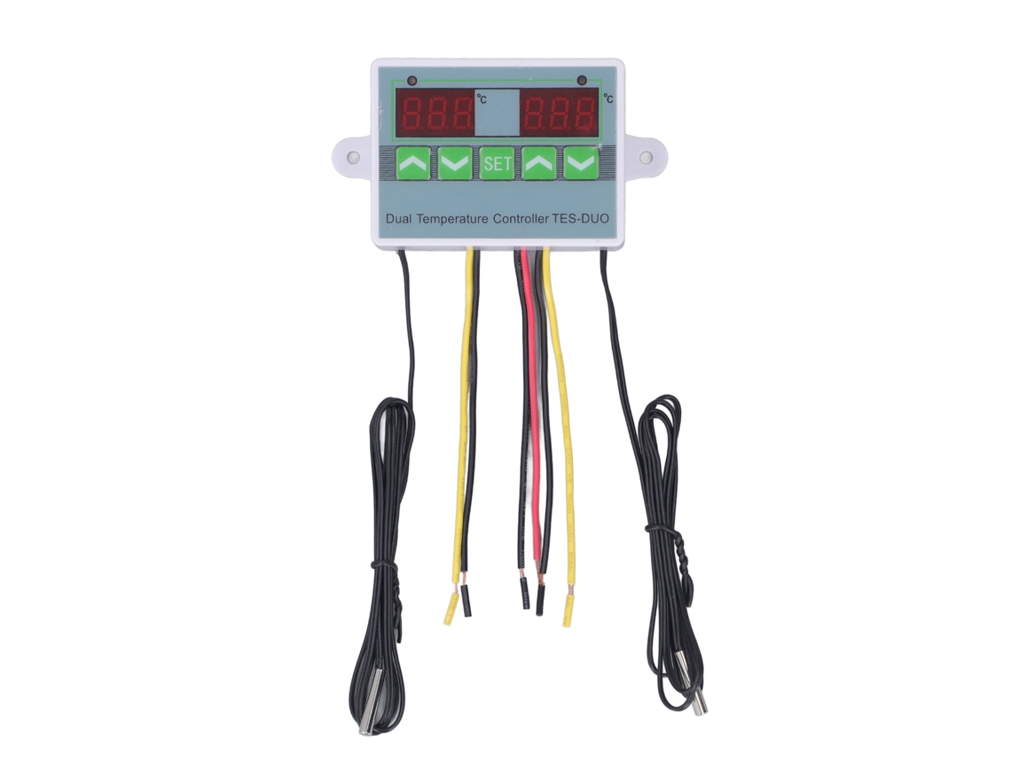 Controlador De Temperatura Digital Dual Impermeable Con Almacenamiento De Datos Para Refrigerador-congelador De Reptiles Dc12v
