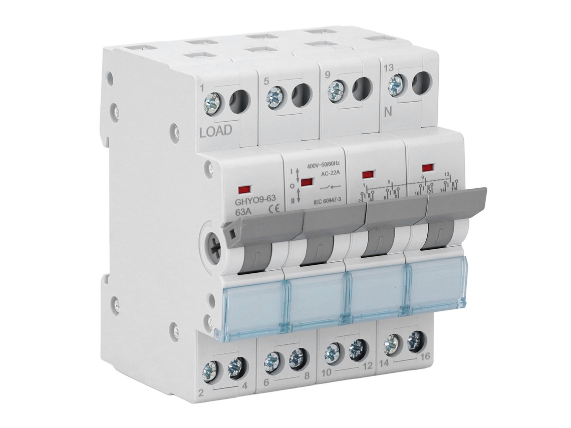Conmutador De Transferencia Manual De Doble Potencia 4p 63a Rail Din Interruptor De Seguridad Con Interbloqueo