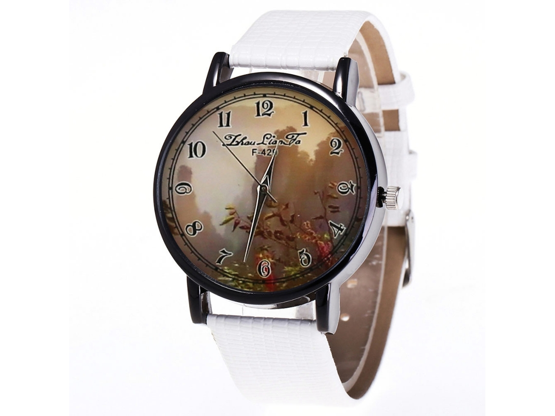 Reloj De Cuarzo Con Correa De Cuero Pu Zhoulianfa Paisaje Elegante Para Mujer Y Hombre