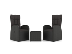 Maison Exclusive - Juego Salón Jardín 3 Pzas Ratán Sintético Y Acero Negro