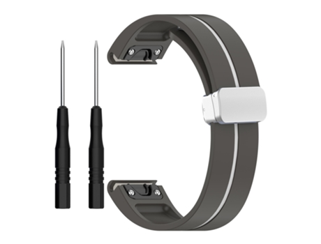 Pulseira de relógio com fivela magnética de silicone de 22 mm para Samsung Gear S3, Garmin Venu 3 Gris