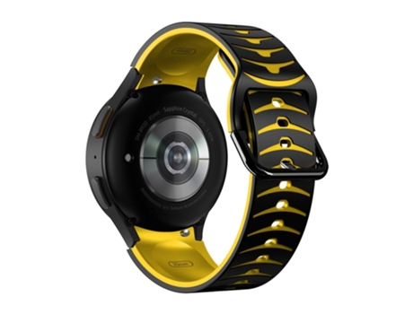 Correa de Silicona línea curva bicolor para Samsung Galaxy Watch 4 40mm/44mm/Watch 4 Classic 42mm/46mm/Watch 5 40mm/44mm - negro/amarillo