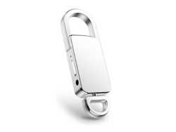 Grabadora de llavero, memoria USB con grabación activa, reproductor MP3 de 16 GB Yizhood (plateada)