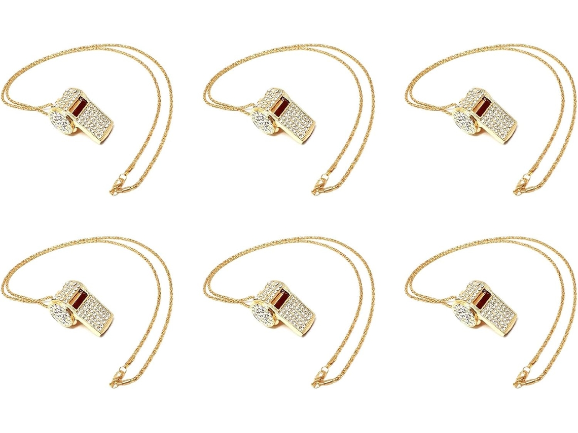 Silbato 6x, Silbato De Metal Y Cristal De Diamantes De Imitación, Brillante Con Llavero Para Árbitros, Entrenadores,