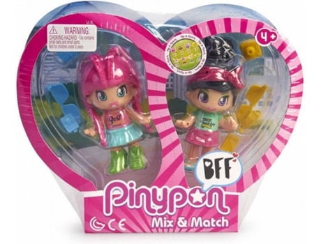 Muñeca FAMOSA Pinypon - Pack 2 Best Friends Chica Pelo Rosa Y Pelo Negro