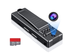 Mini Cámara Corporal Hd 1080P Portátil Inalámbrica con Detección de Movimiento y Visión Nocturna Grabadora de Video Portátil con Tarjeta 32G Negro YEMAESRE