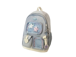 Mochila escolar multiusos para adultos y adolescentes, moderna y elegante, de gran capacidad, con bolsillos transparentes, azul.
