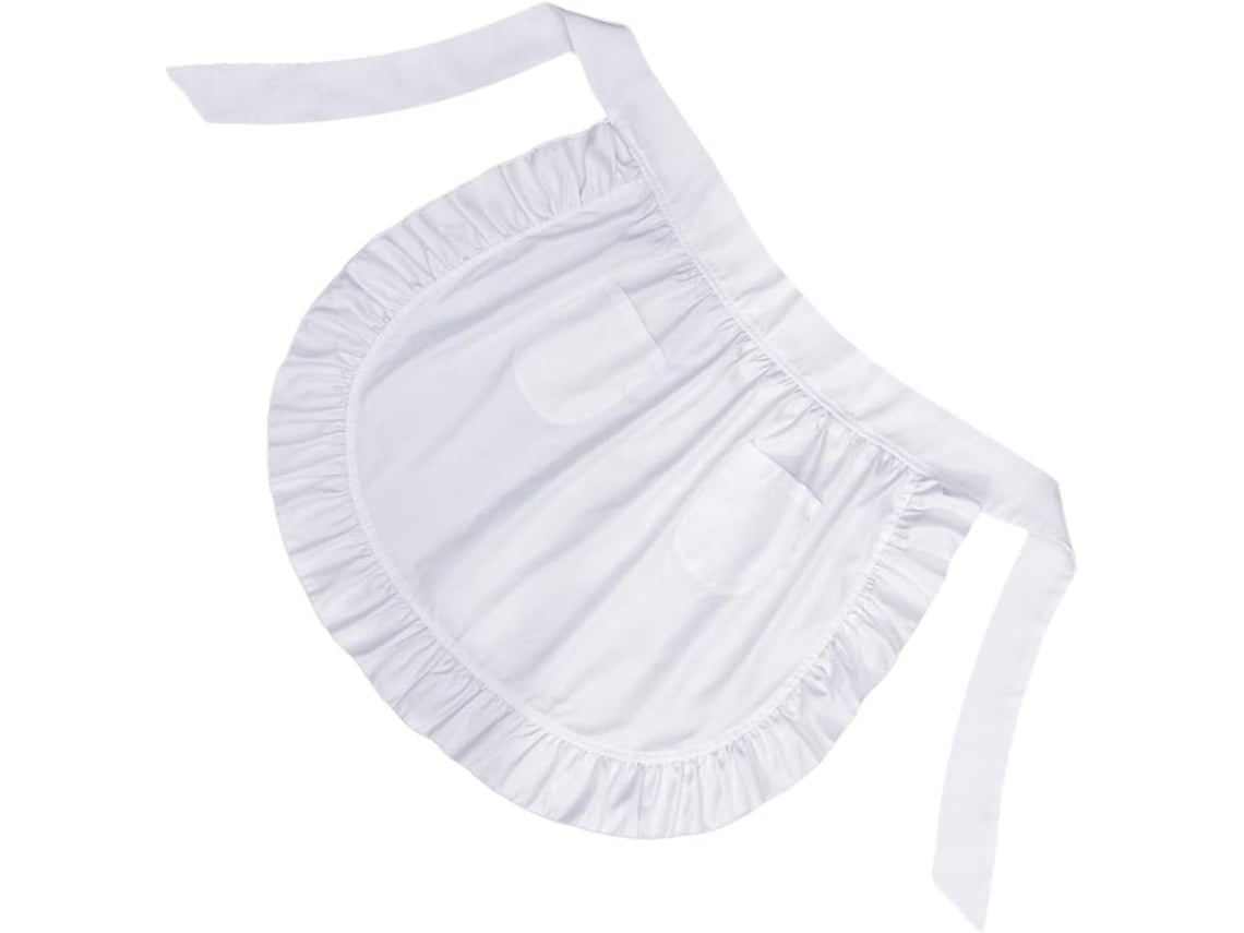 Avental Branco De Cintura Média Com Bolsos Duplos, Em Poliéster Respirável E Leve, Para Mulheres Que Cozinham, Assam E