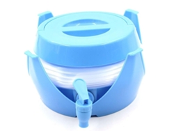 Depósito De Agua Plegable Con Grifo, Ideal Para Fiestas, Zumos Y Acampadas (azul, 5,5 Litros).