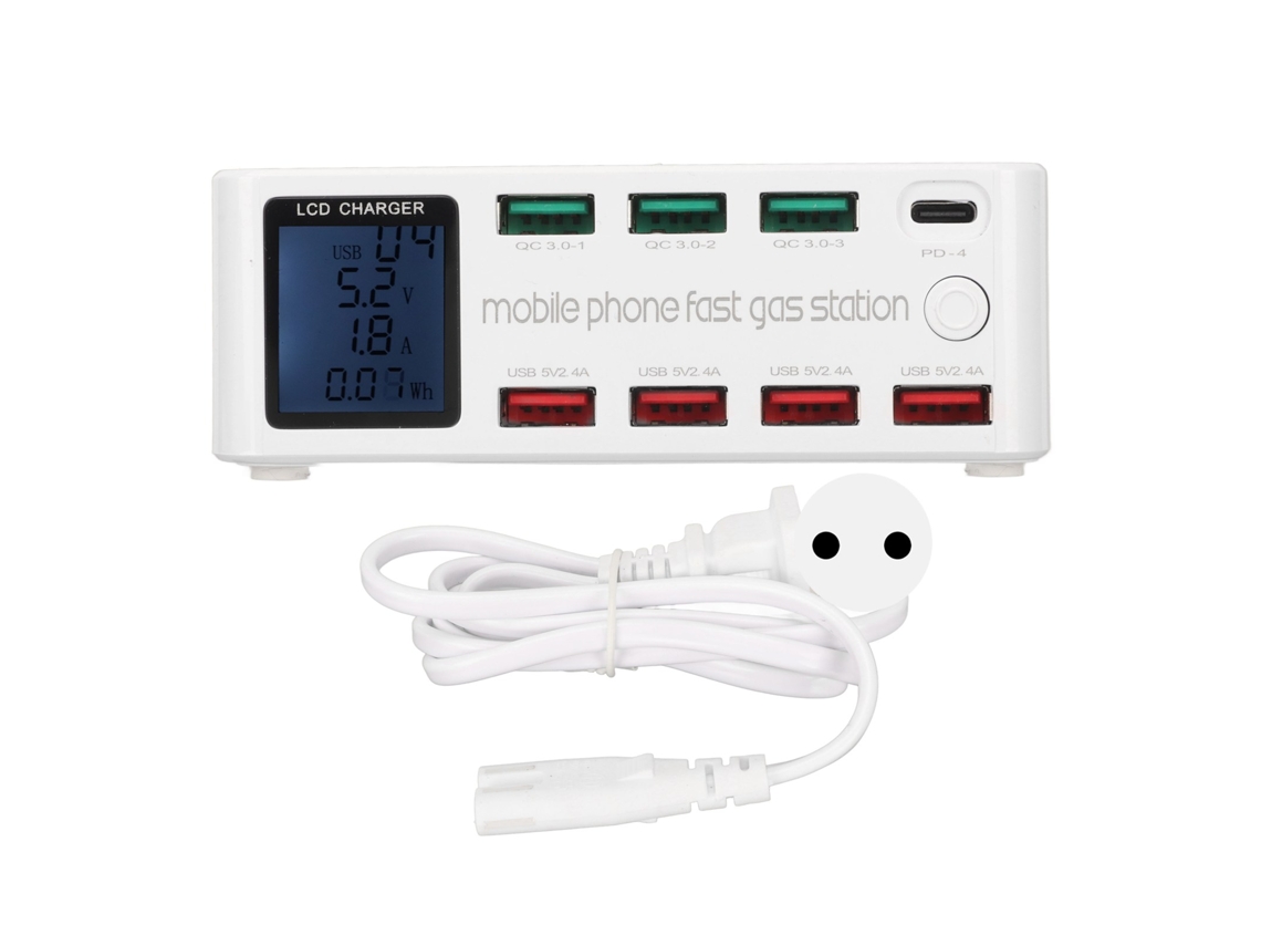 Estación De Carga Usb De 8 Puertos De 100w De Alta Potencia Con Pantalla Lcd