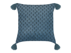 Cojín decorativo BELIANI Ribes de Terciopelo Azul 45x45x10