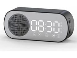Coluna Dual Alarm Digital Alarm Clock Bluetooth Rechargeable Led Mirror Display And Fm Radio Tf Card Black
