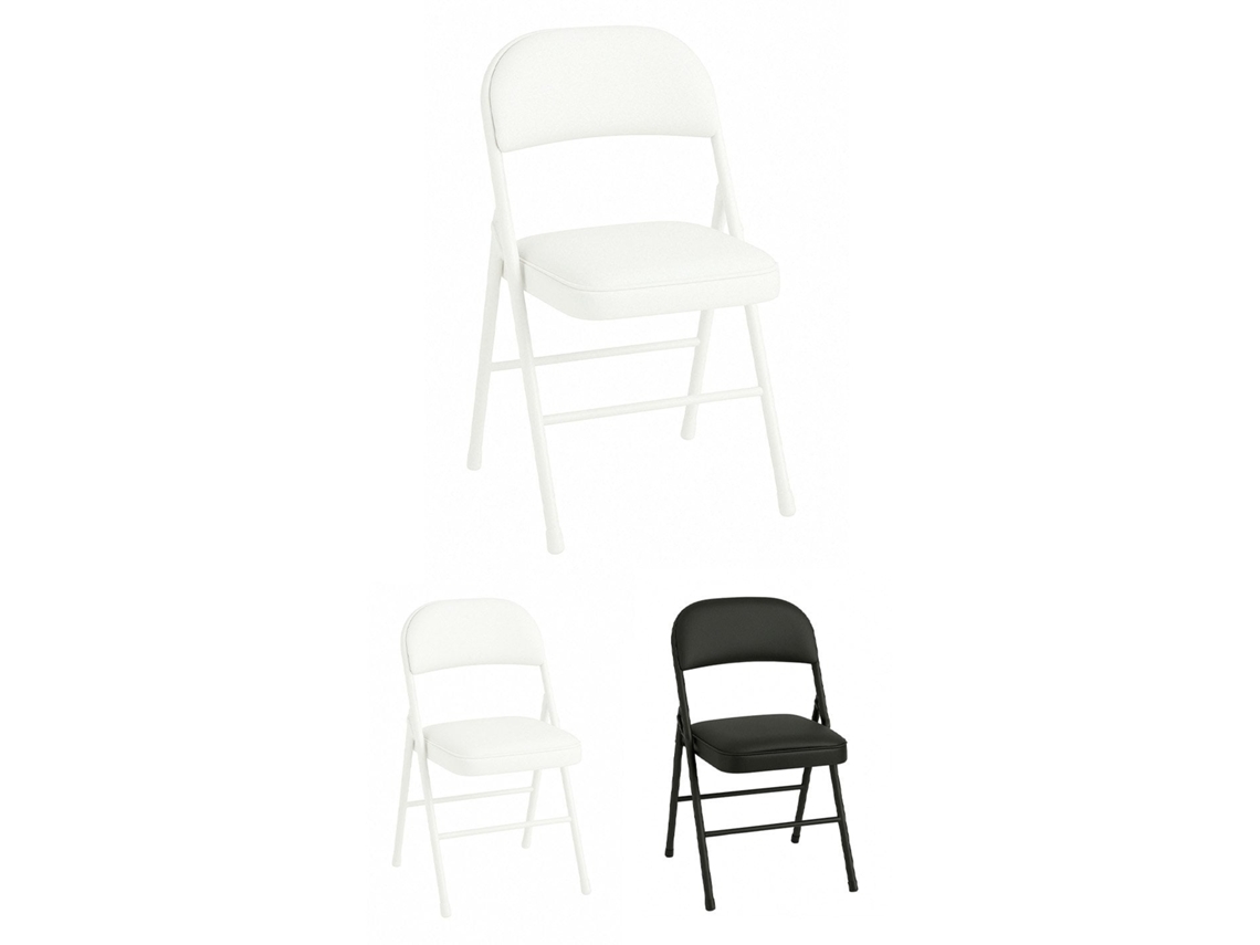 Silla Metálica Acolchada Plegable 80x46x46 Cm | Ideal Para Hogar Y Eventos Blanco Unidad