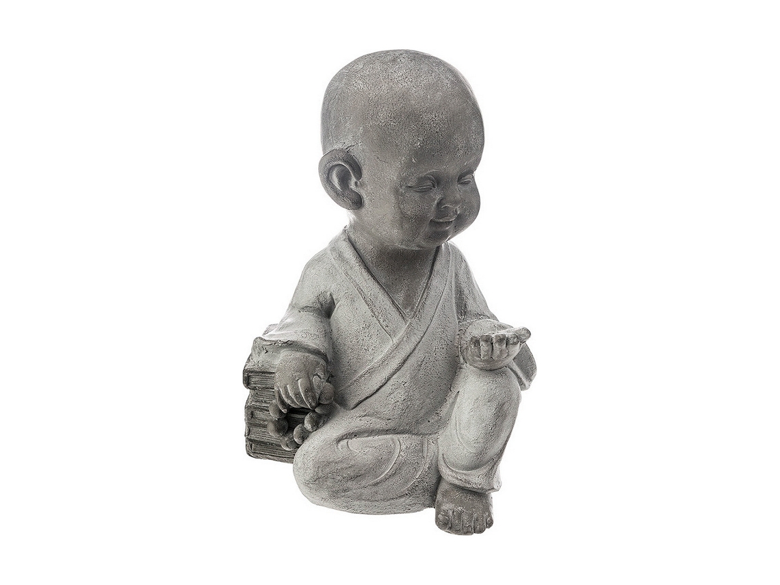 Figura Decorativa ATMOSPHERA Buda Menino Cinzento Magnésio 38,5x28,5x21,5 cm