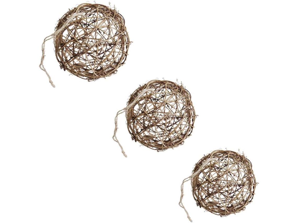 Bolas decorativas de ratán marrón, elegante diseño natural, juego de 3 piezas, accesorios reutilizables, decoración GOKOCO