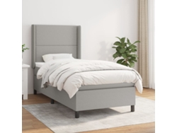 Cama Box Spring Con Colchón Tela Gris Claro 100x200 Cm