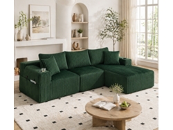 Conjunto Modular Com Chaise Longue E Sofá 2 Lugares, 5 Almofadas E Porta-copos Integrado