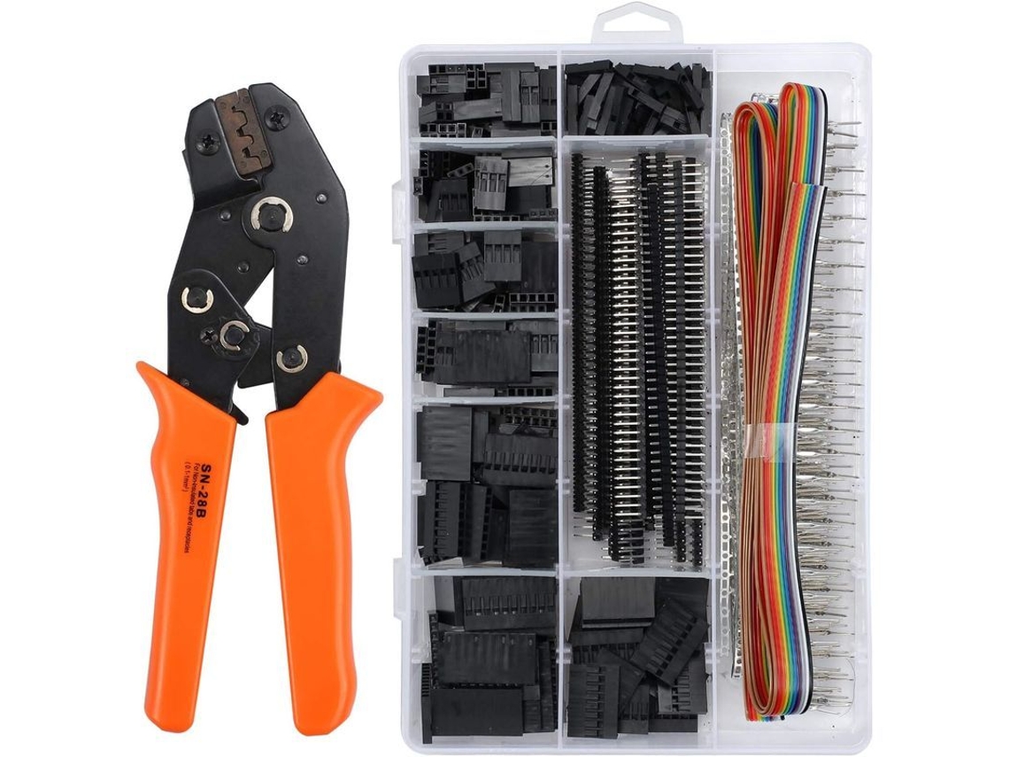 Kit Herramienta De Crimpeado Dupont Con 1550 Conectores Aislados 2.54mm 3.96mm Awg 28-18 0.25-1.5mm²
