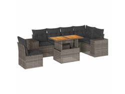 Conjunto de 7 sofás de jardín con cojines de mimbre y patas grises, MAISON EXCLUSIVE (7 piezas)