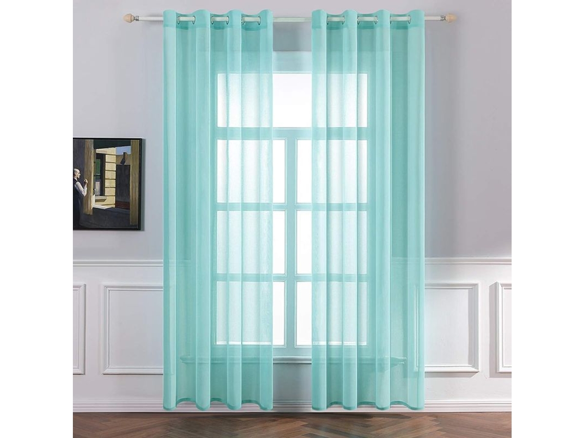 2026-3602-cortinas Translúcidas De Efecto Lino Linjou 2 Paneles Con Ojal Para Salón Cocina Dormitorio Balcón 140x160 Cm 140x160cm