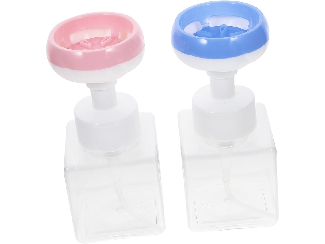 Dispensador Jabón Espuma Botella Recargable Transparente Bomba Práctico Viajes Oficina 2 Flor Rosa Azul Casa