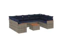Maison Exclusive - Conjunto De Sofá De Jardín De 10 Piezas Con Cojines, Poliratán Gris