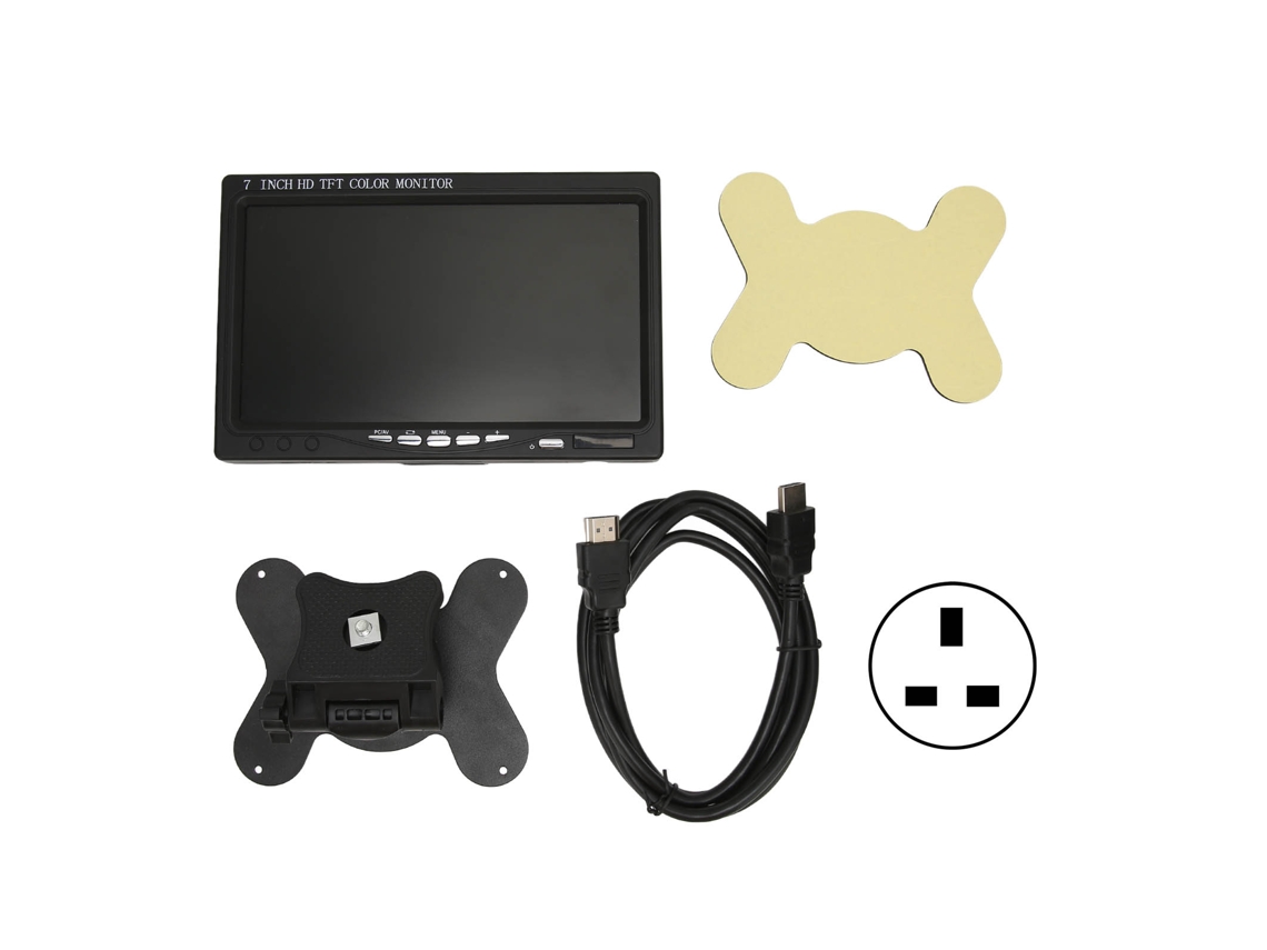 Baoj-2026monitor Para Carro De 7 Polegadas Vga Av Hd 1024x600 Com Base Rotatória Mini Monitor Pc Plug Uk 100-240v
