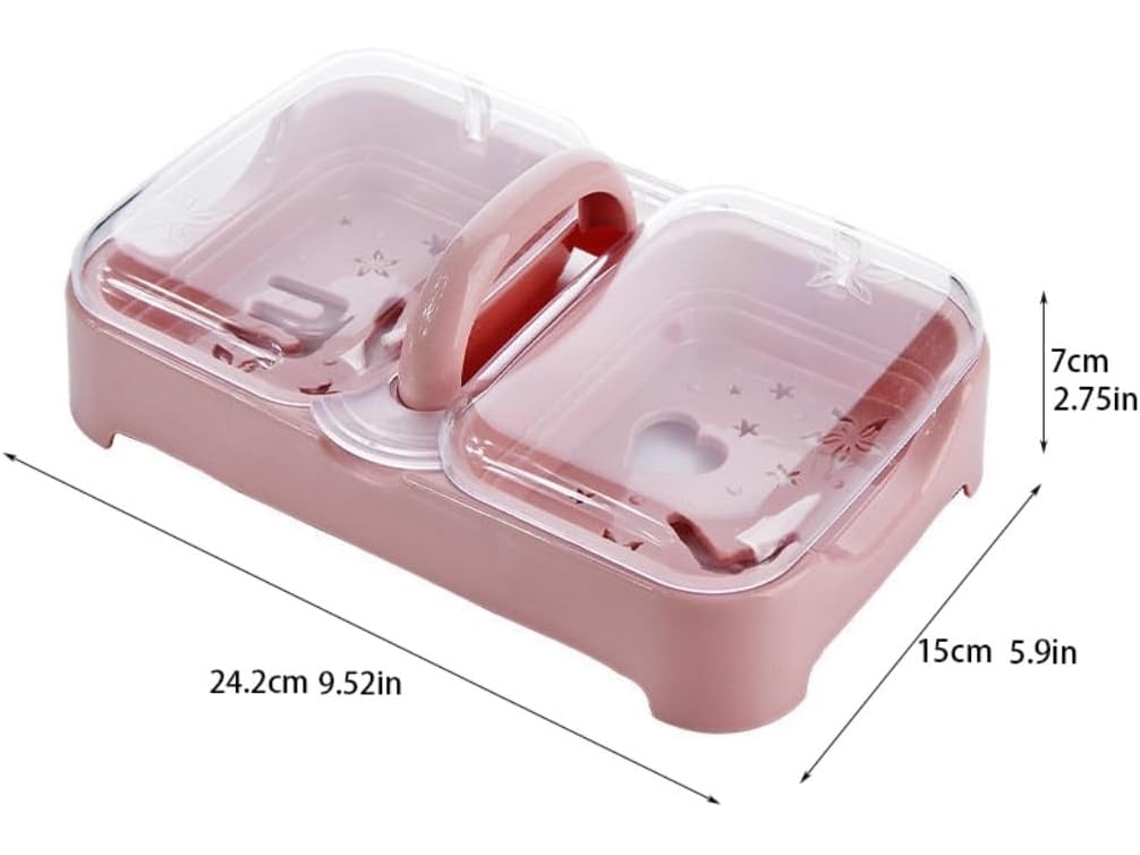 Caja Jabón Rosa 24,2x15x7cm 2 Compartimentos Con Drenaje