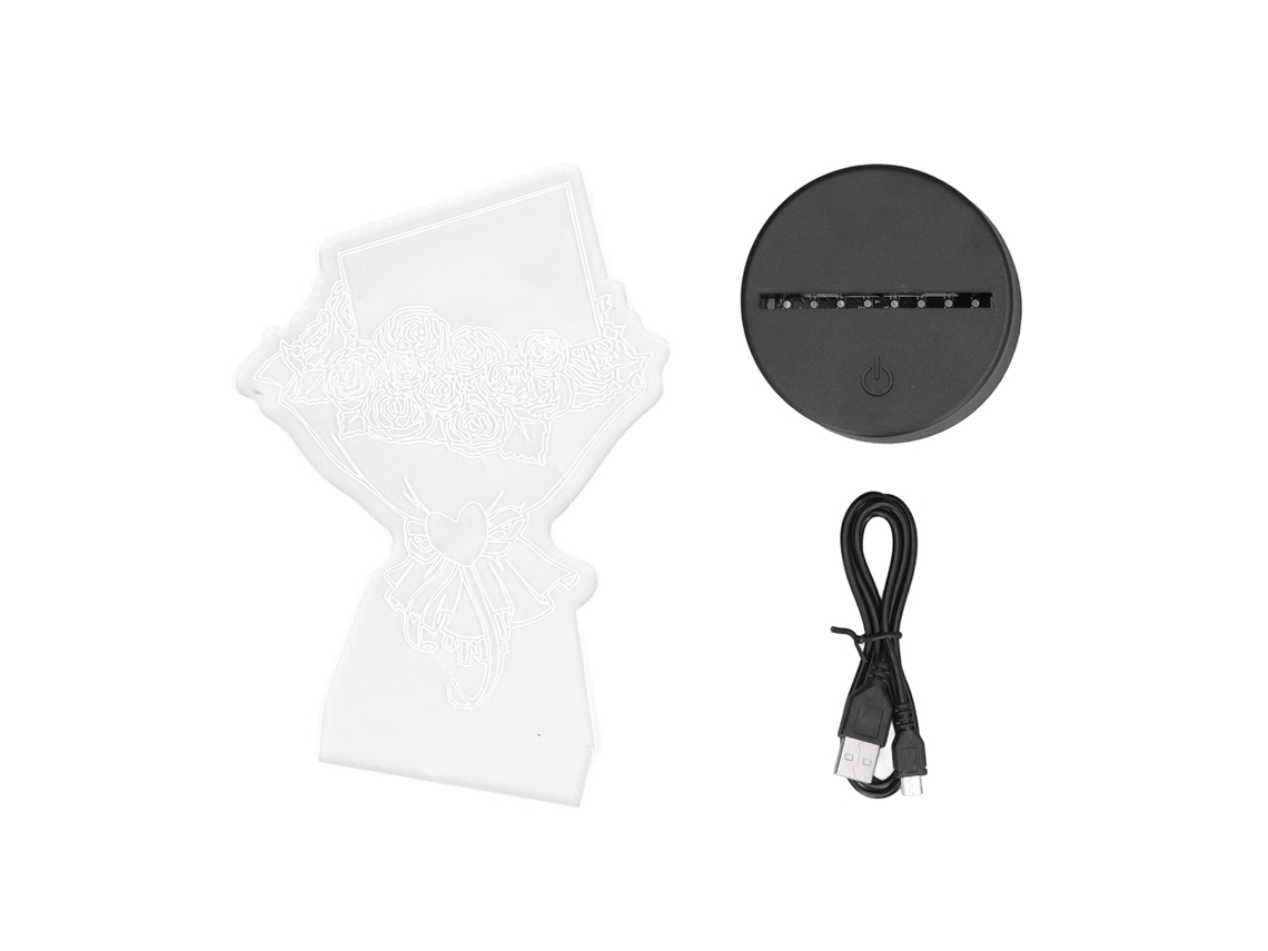 Luz nocturna 3D de 7 colores con control táctil, forma de ramo de rosas, recargable por USB y funciona con pilas.