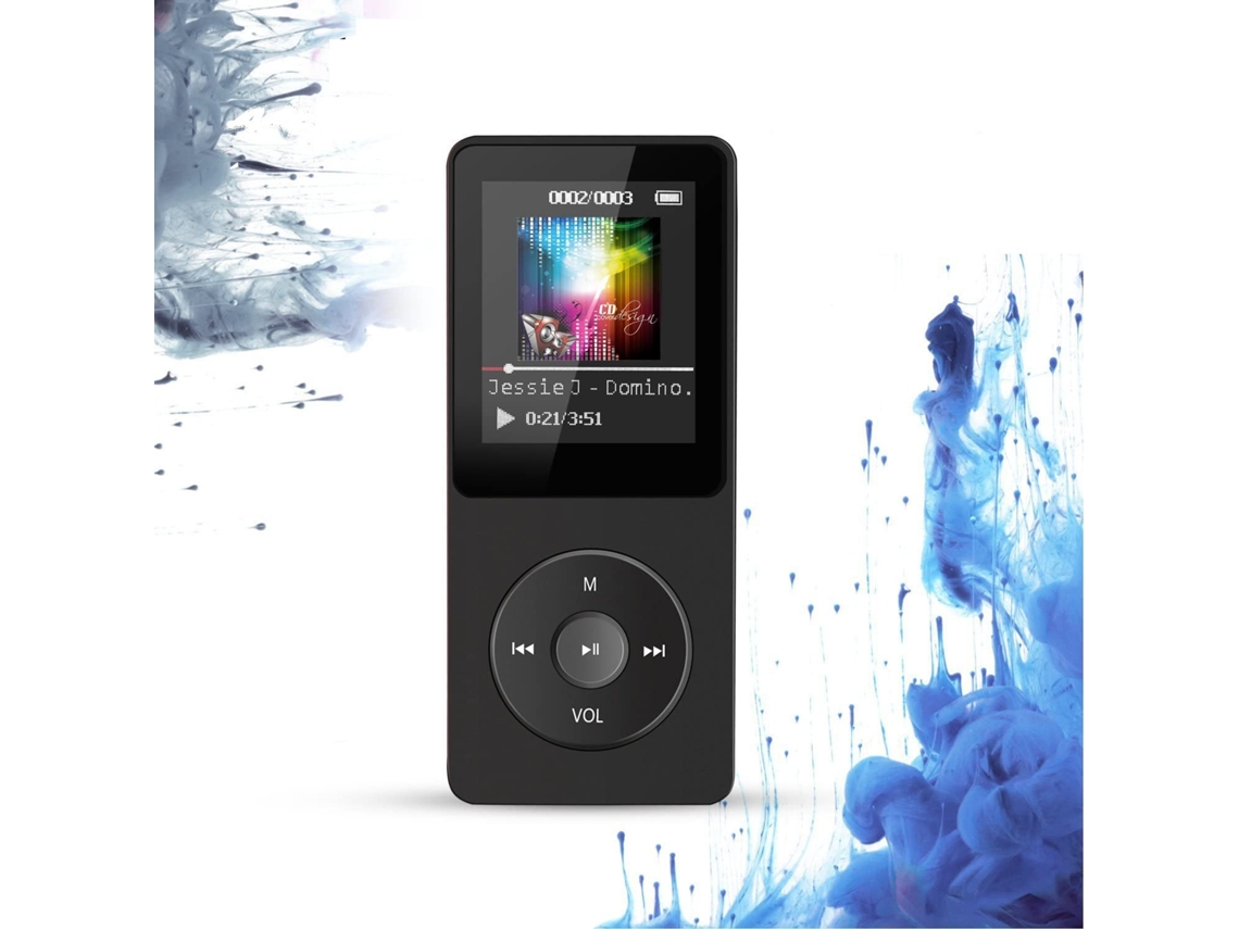 Reproductor MP3 portátil con Bluetooth, radio FM, lector de libros electrónicos MP4, compatible con tarjeta de memoria de 32 GB, negro, Sfushos