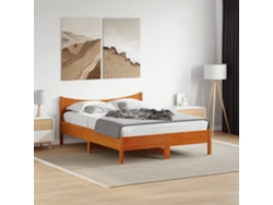 Cama Sin Colchón Madera Maciza De Pino Marrón Cera 140x190 Cm