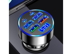 Cargador Multipuerto Wgs-g40 Alanph De Coche Multipuerto 6 En 1 Con Detecciã³n De Voltaje, 2pd/3usb/qc3.0 Adaptador De Enchufe De Encendedor De