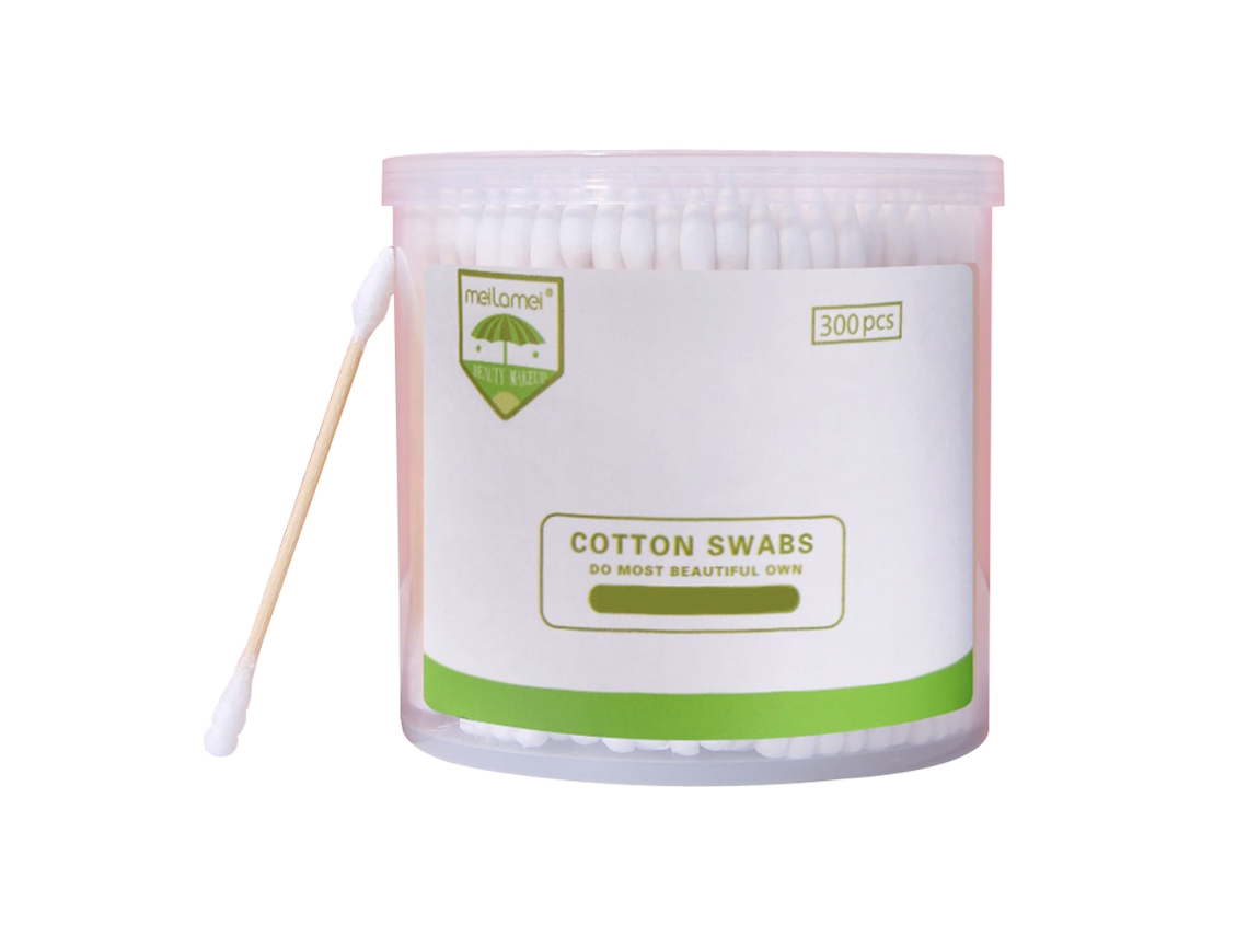 300 hisopos de algodón con mango de bambú resistente y algodón grueso, empaque pequeño para viajes y almacenamiento, biodegradables y sin D