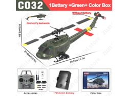 Helicóptero RC C032 2.4G, giroscopio de 6 ejes, 6 canales, retención de altitud, flujo óptico, helicóptero de control remoto sin escobillas para niños, verde Aeuzwr