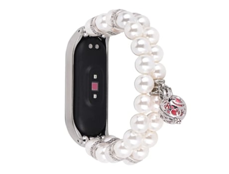 Correa de metal dos filas de perlas de imitación para Xiaomi Mi Band 4/Mi Band 3 - blanco