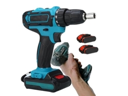 Atornillador Taladro, Eléctrico Multifuncional Weytoll 3 En 1 Batería de Litio, Motor Cepillado de Impacto 21 V, Azul, Envío 24h