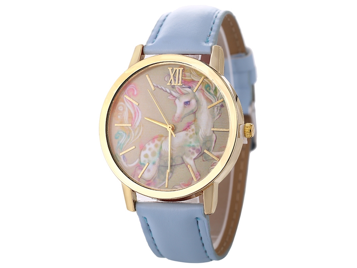 Reloj Casual De Moda Unisex Con Cuerda De Cuero Quartz Zhoulianfa (azul Claro)
