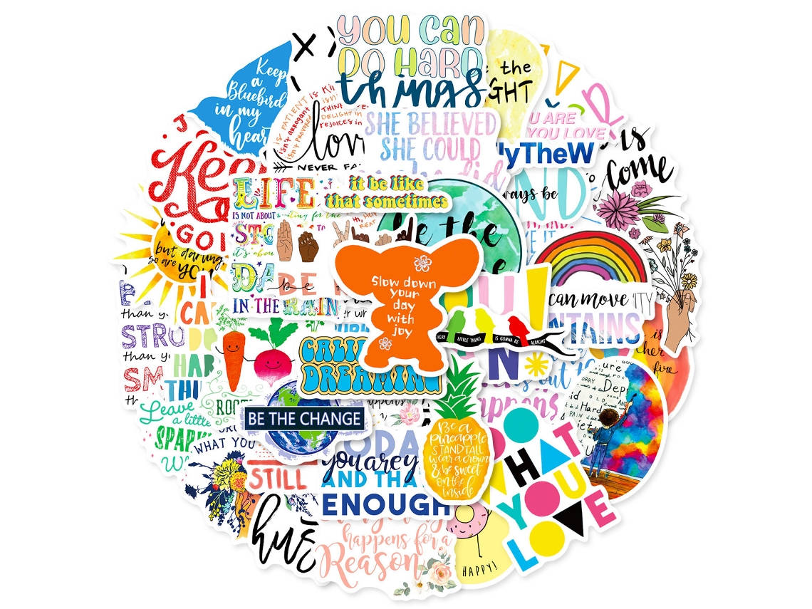 100 pegatinas inspiradoras y lindas con palabras en idiomas para bricolaje NEVEANCE