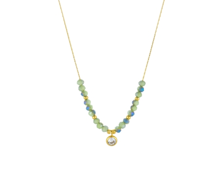 Collar TWOBROTHERS de mujer dorado con piedras naturales turquesas